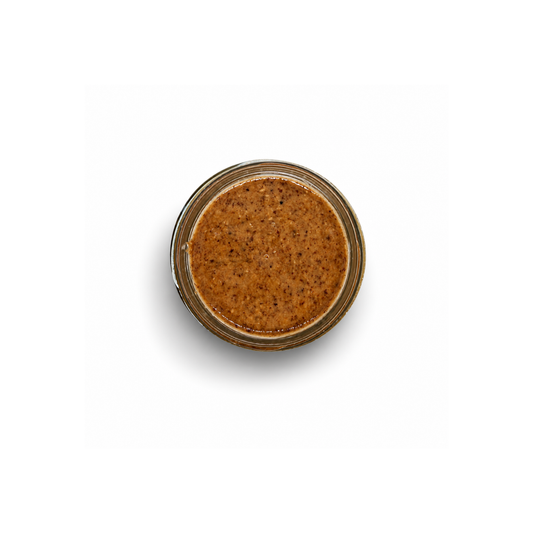 Close up of TassieToms wood smoked almond butter texture