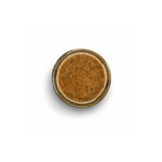 close up of smooth natural walnut butter texture made from Tasmanian walnuts and sea salt