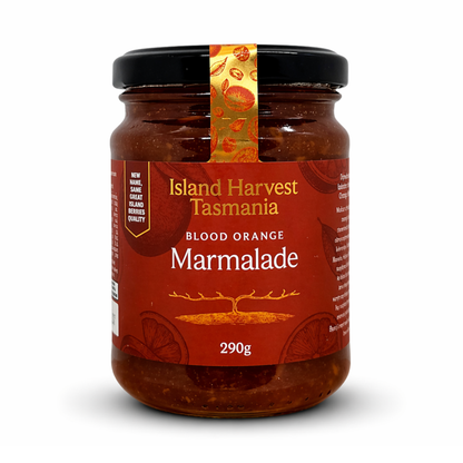 Jar of Island Harvest Tasmania Blood Orange Marmalade on a white background