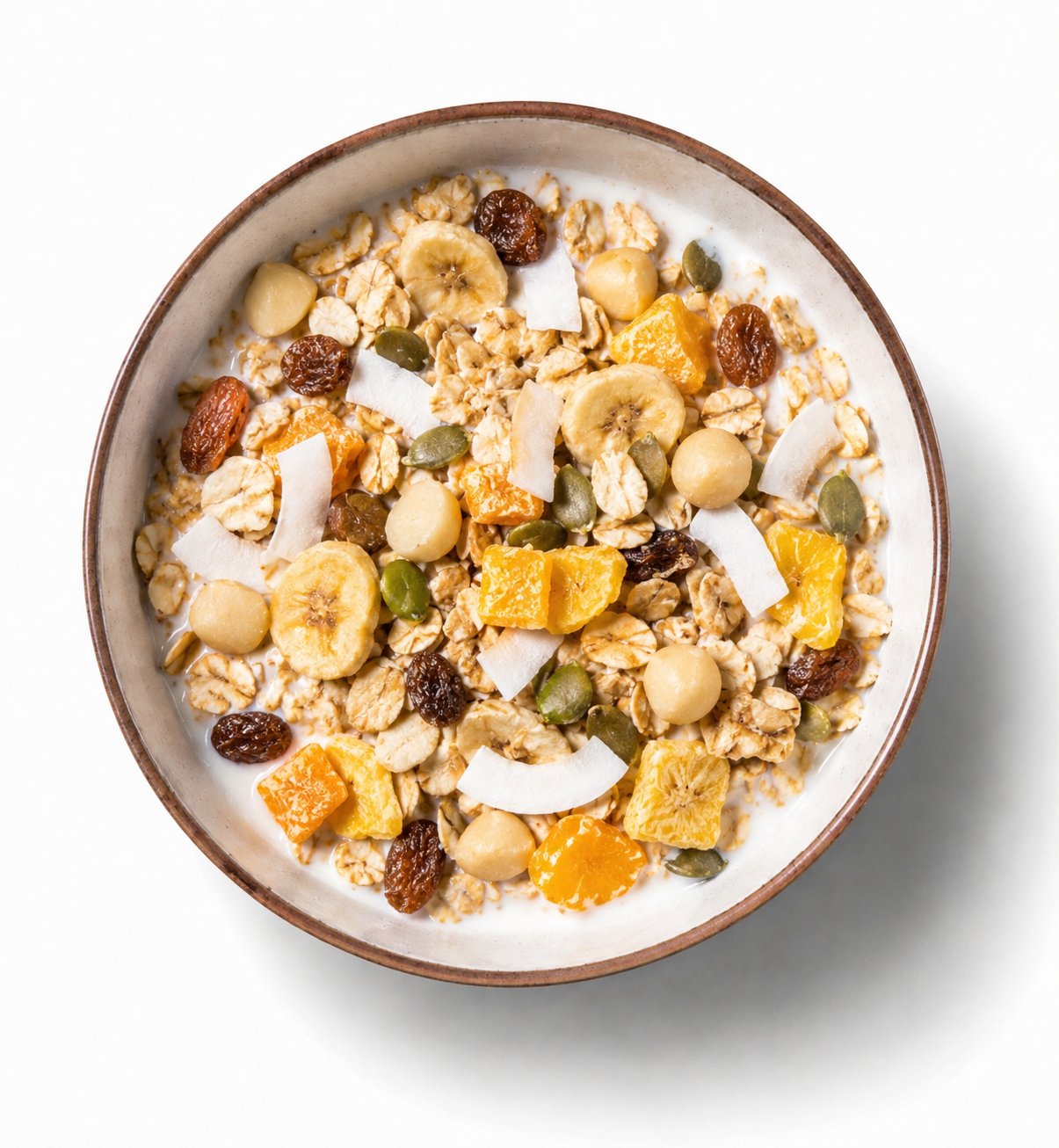 bowl of Tassietoms island gold tropical muesli